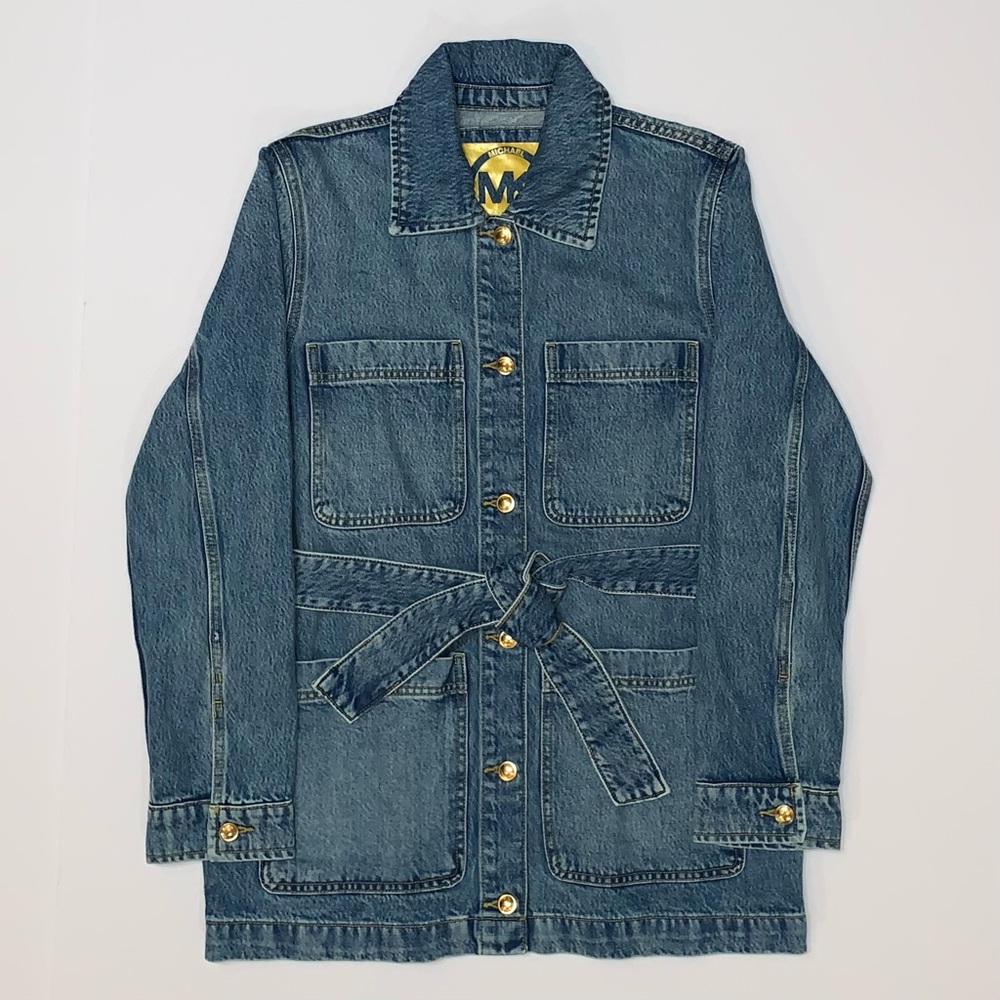 Michael Kors Belted Cargo Field Denim Coat-Size M, L New